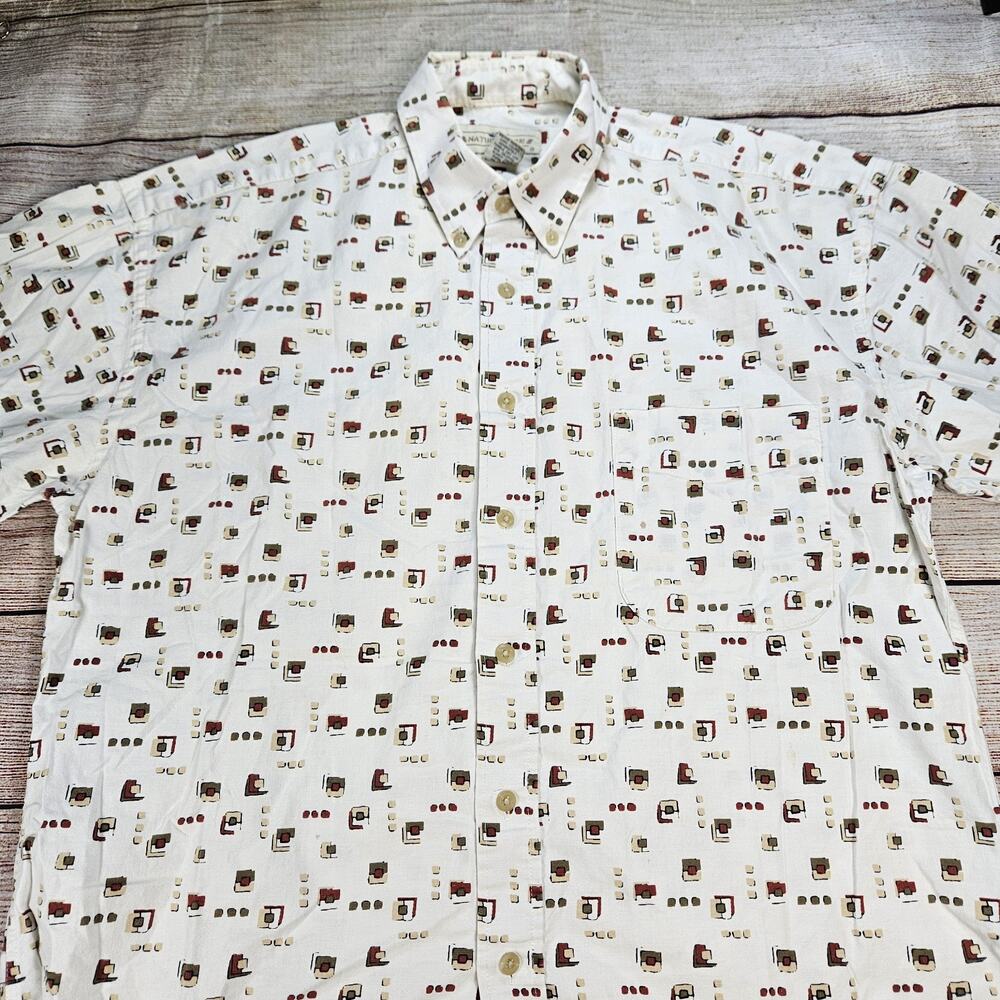 Vintage Natural Issue Short Sleeve Button Up Shirt Size Medium